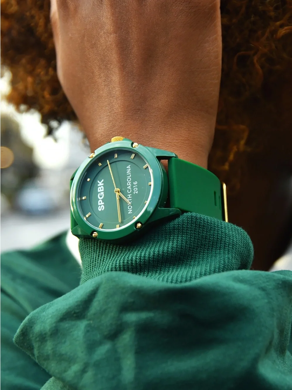 SPGBK Green Silicone Watch/ Gold Hardware. LIKE NEW.